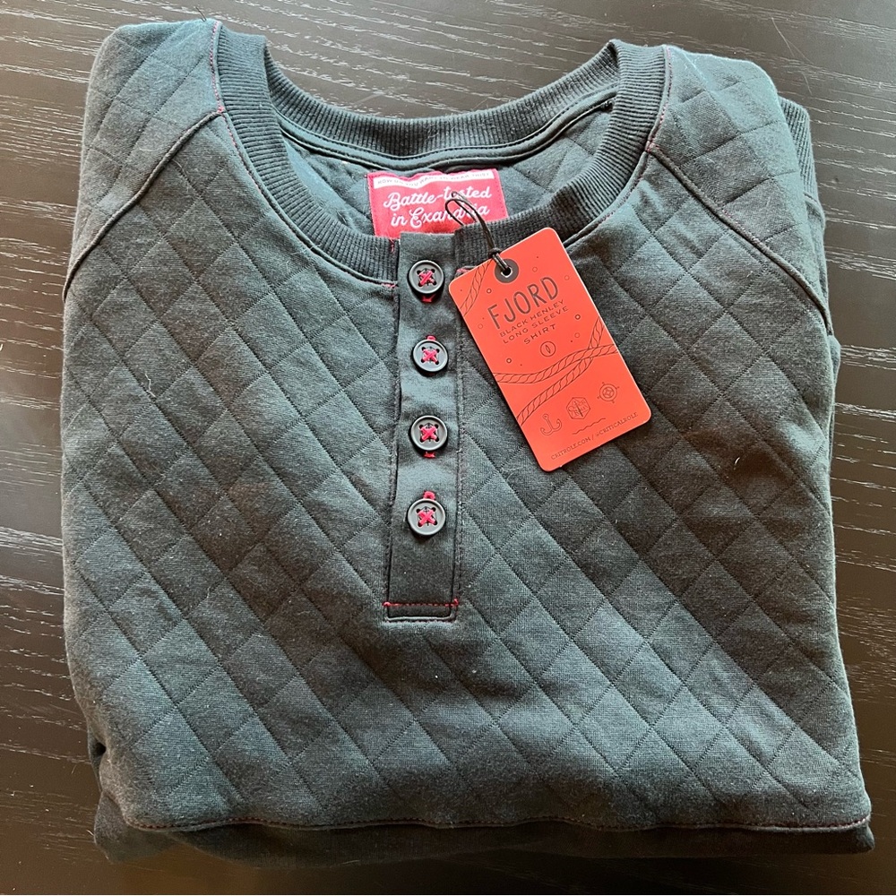 ⚔️ NWT Critical Role Quilted Black Henley Men's Long Sleeve Shirt size Large